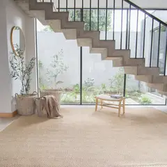 TRIBUS DEL MUNDO - Alfombra Aveiro Pasillera Entrada Polipropileno Lavable Beige 90x230