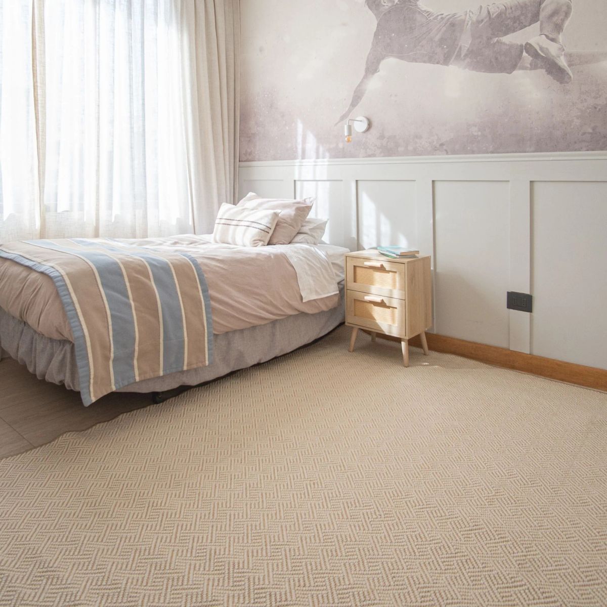 Alfombra Sintra Cuadrada Dormitorio Polipropileno Lavable Beige 300x300, marca TRIBUS DEL MUNDO - Foto 2