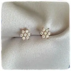 GENERICO - Aros de flor oro rosado y plata 925 pequeños