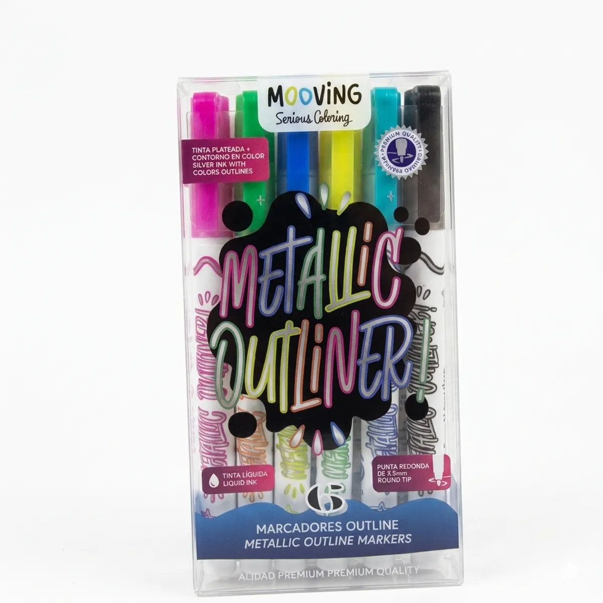 MOOVING - Marcadores Mooving Metallic Outliner Con Contorno X6 Colores
