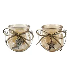 HERRERA MAISON - Pack X2 Candelabro Navidad Gold 7 CM