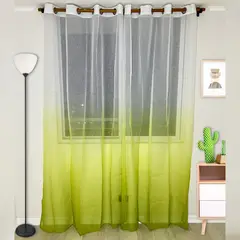 GENERICO - Visillo En Degrade Con Argollas 2 Cortinas Tipo Velo Medida 140x230cm Cada Paño Color Verde