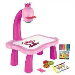OEM - MINI MESA DE ARTE NIÑOS DIBUJO DIDÁCTICA PROYECTOR ROSA