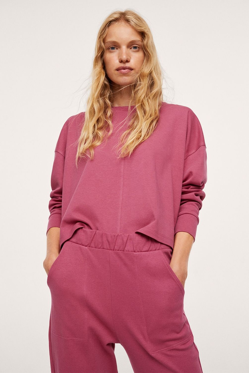MANGO - Polerón Crop Algodón Splong Mujer