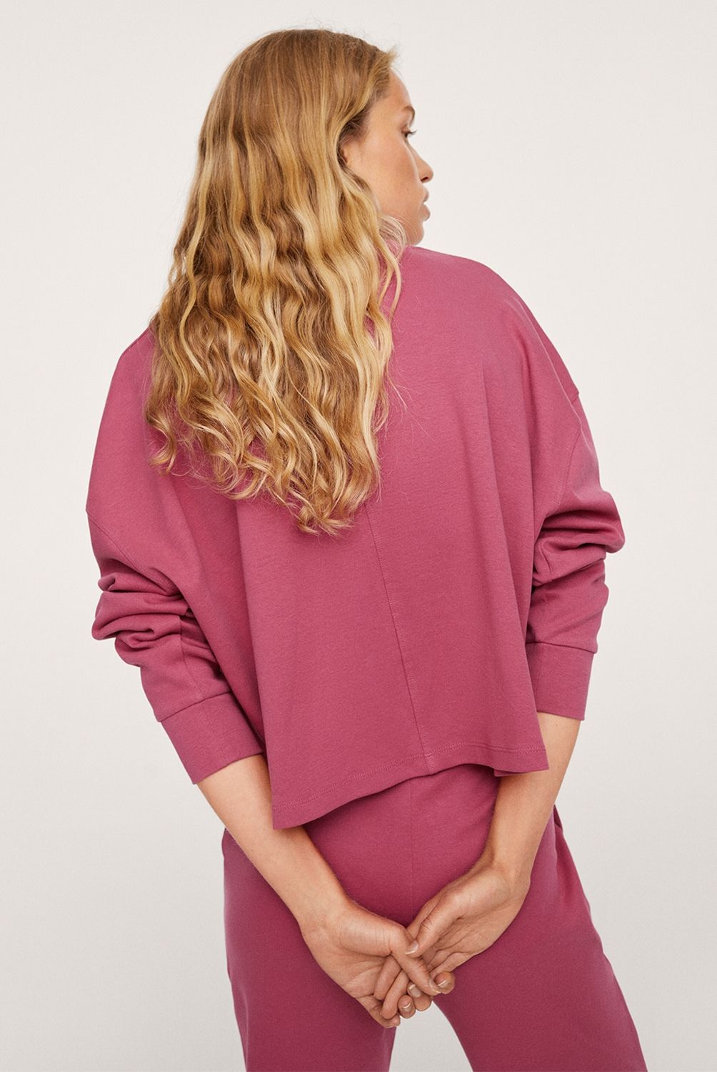 MANGO - Polerón Crop Algodón Splong Mujer