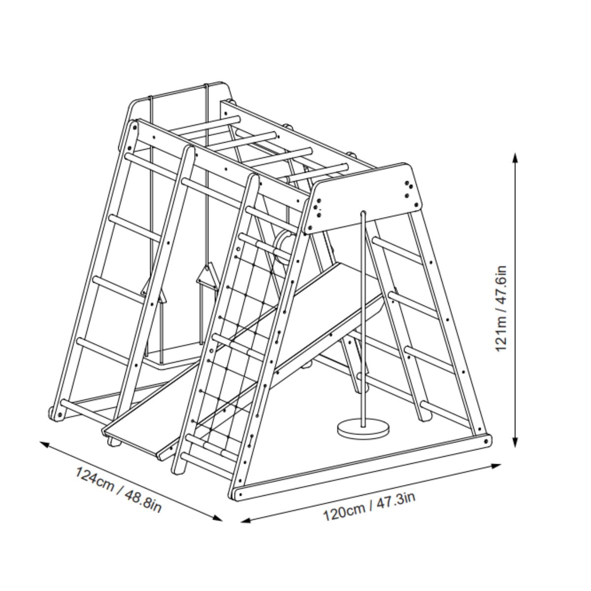 BABYLUNA - Juego Infantil De Madera Interior Exterior Escalador, Columpio, Resbalín y Cuerdas