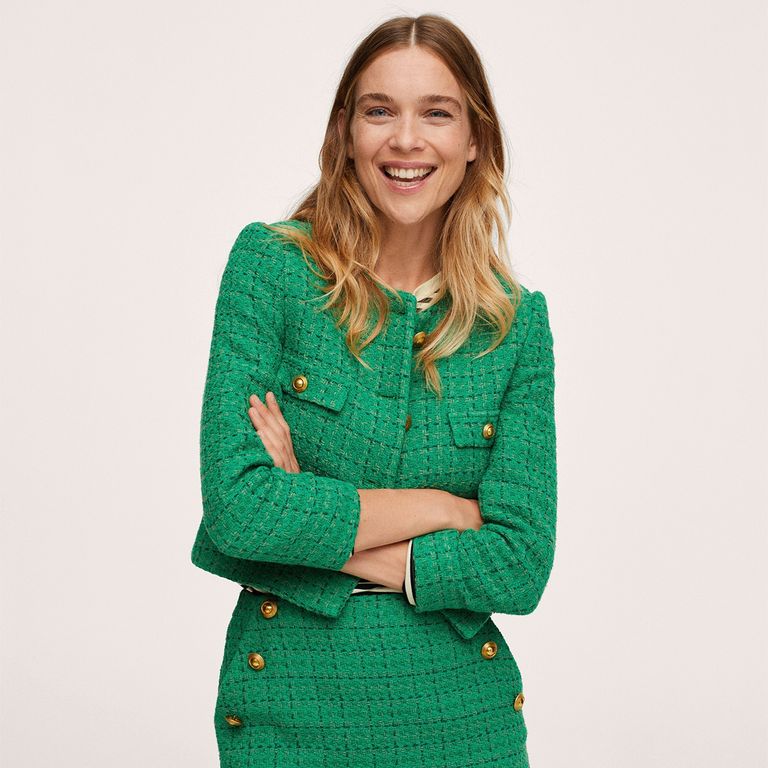 MANGO Chaqueta Tweed Bolsillos Wintour Mujer