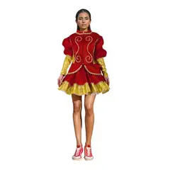 GENERICO - Traje Caporal Mujer Rojo Fiestas Patrias L