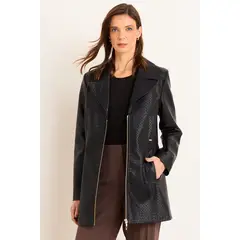 MA GRIFFE - Trench De Ecocuero Mujer Negro