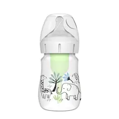 DR BROWNS - Mamadera Anticólico Boca Ancha 150ml, Elefante & Jirafa en la Jungla Dr. Brown´s