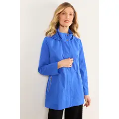 MA GRIFFE - Trench Sport Con Gorro Desmontable Mujer Azul