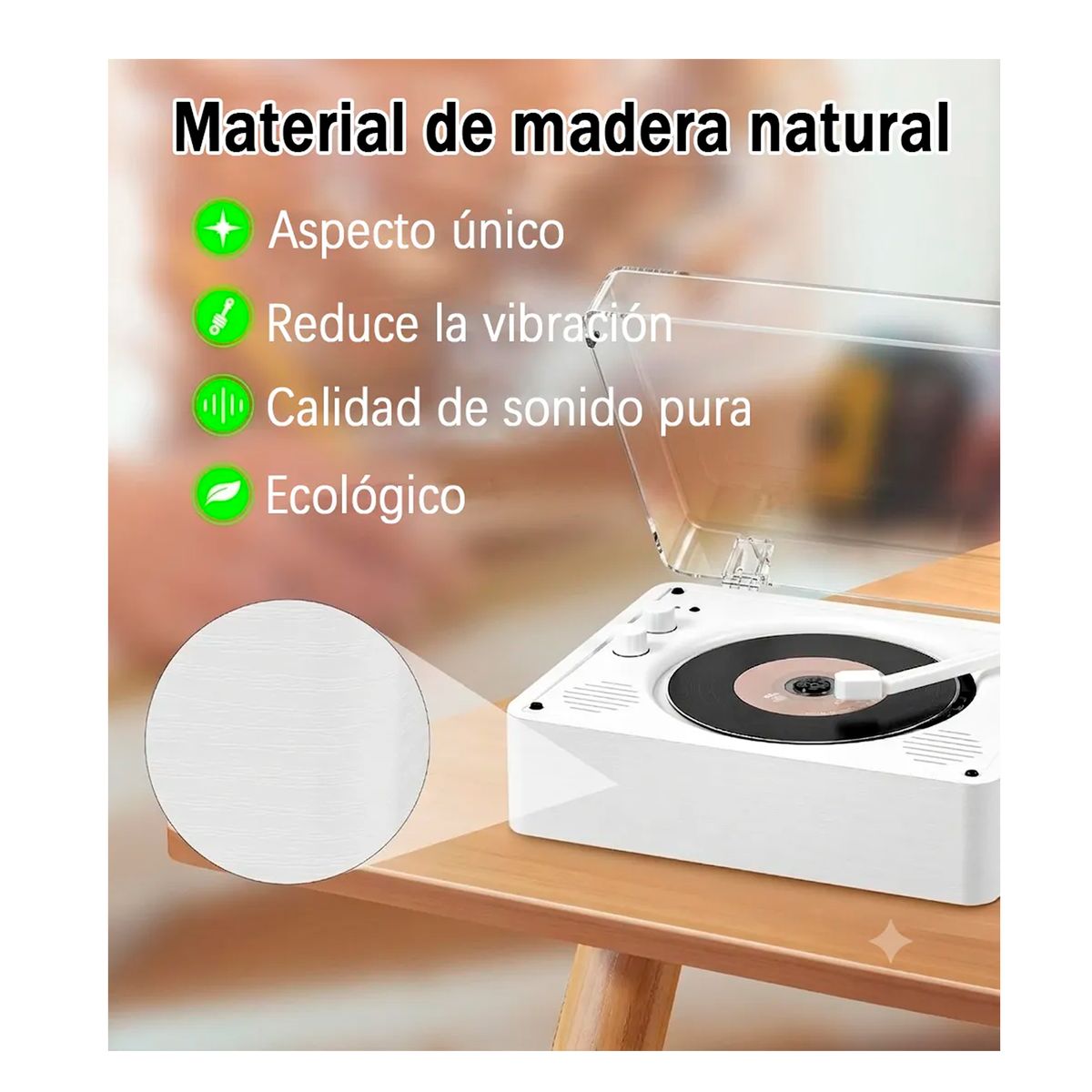 OFERTABKN - Reproductor De Disco Bluetooth Usb Portátil Retro