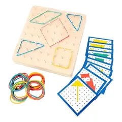 GENERICO - Juego didáctico geoplano con tablero de madera isométrico