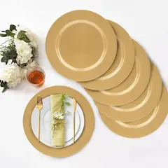GENERICO - 4 platos dorados de Base Redondo Plástico 33cm Para Cocina Y Menaje