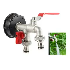 GENERICO - Llave para-Jardín con Doble Salida 1/2, Latón, 2 Vías, 1.7 Cm, 0.5