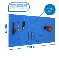 SIMONRACK - Panel Perforado PanelClik 1200x600 Azul + 8 Ganchos