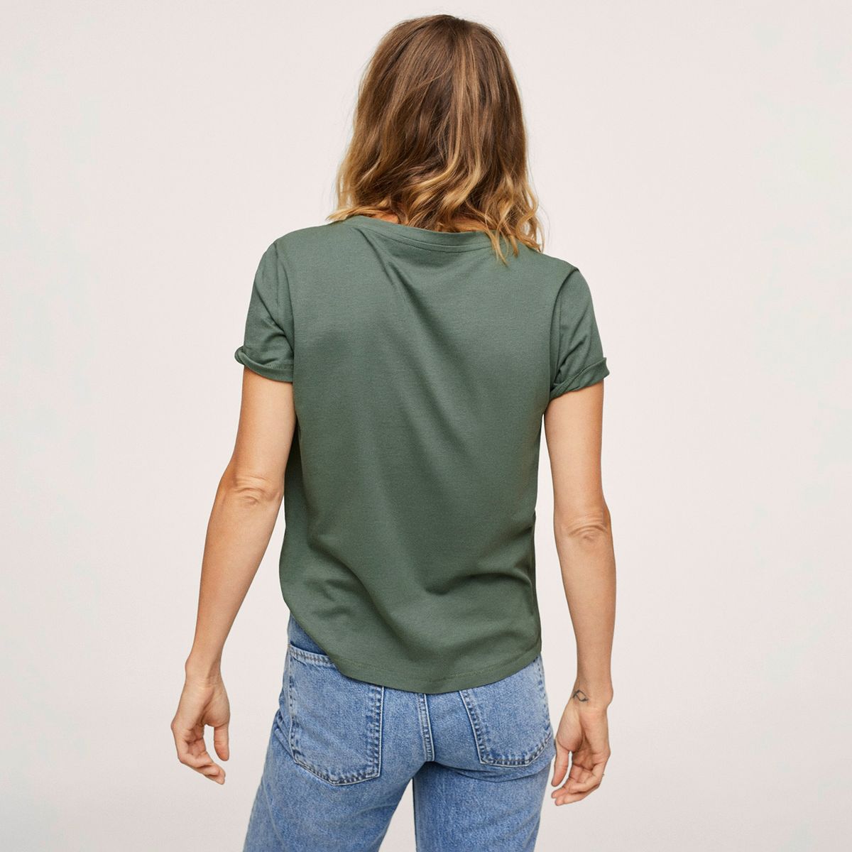MANGO - Mango Polera 100% Algodón  Chalaca Mujer