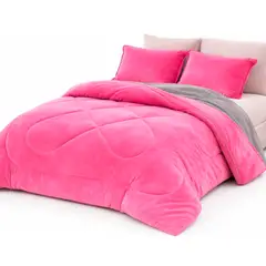GENERICO - Cubrecamas De Invierno Plush Con Chiporro 2 Plazas + Fundas