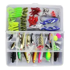 NORPLAT - Kit de Pesca 101 Señuelos Alicates Anzuelos Vinilos