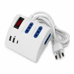 MACROTEL - Zapatilla Multiple 2500w 3 Tomas 2 Usb Usb C 2m