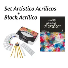 PROARTE - Set Artístico Acrílicos 12 Colores + Block Acrílico