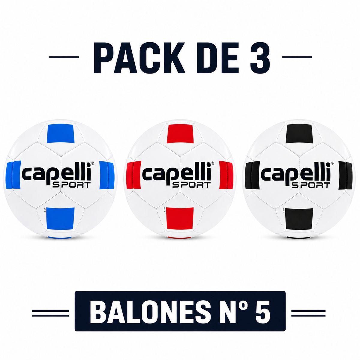 CAPELLISPORT - Pack de 3 Balones de Fútbol Capelli Sport N° 5