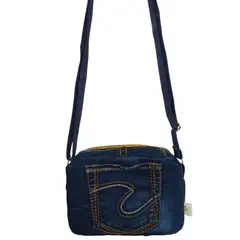 MARISI - Cartera Bandolera denim azul bordado