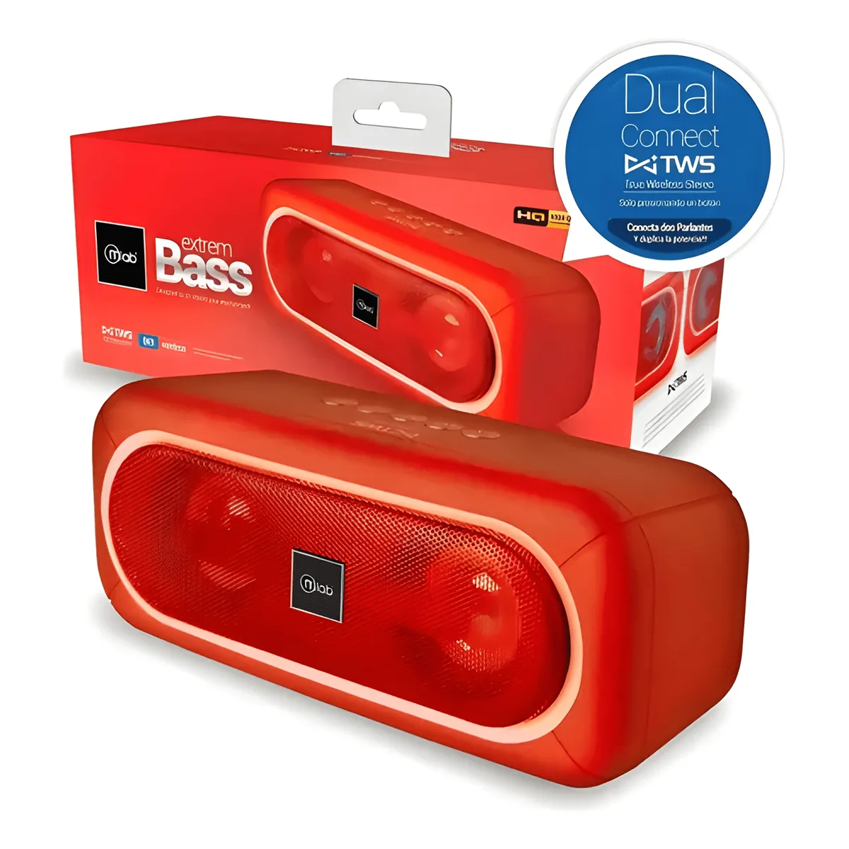 GENERICO - Parlante bluetooth extrem bass tws 8908 Rojo