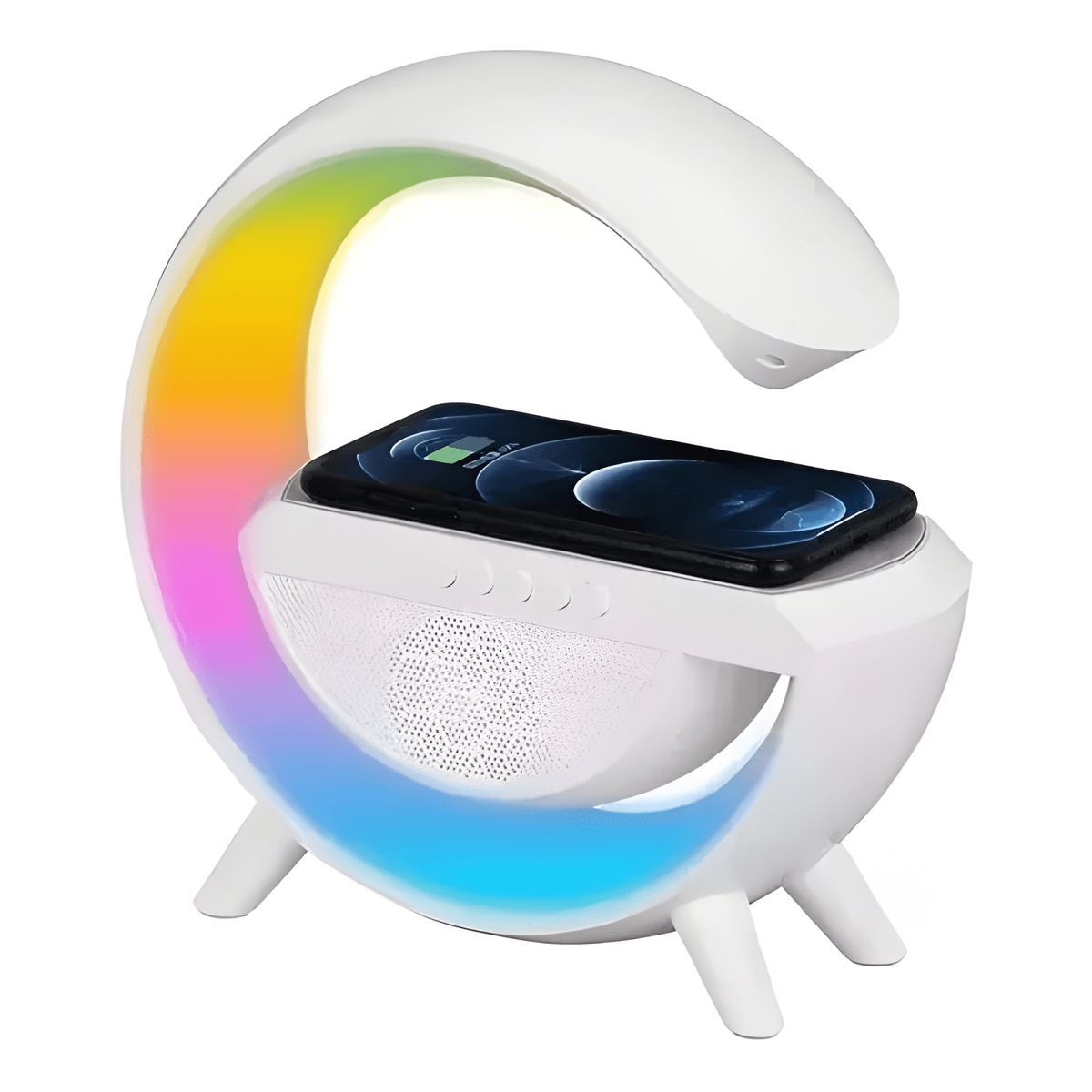 GENERICO - Parlante bluetooth lámpara cargador inalámbrico rgb Blanco