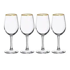 GENERICO - Set 4 Copas Borde Dorado