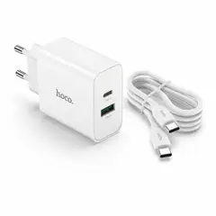 HOCO - Cargador Dual C80A 20W Con Cable Tipo C Carga Rápida