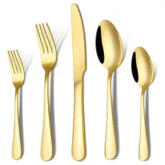 GENERICO - Juego cubiertos dorados acero inoxidable 45 pcs 9 4