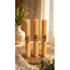 VERDEMAR - Kit 3 Velas de Miel Cera de Abeja Panal Artesanales 21 cm