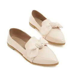VATYERTY - Ballerinas planas en punta con lazo para mujer - Beige