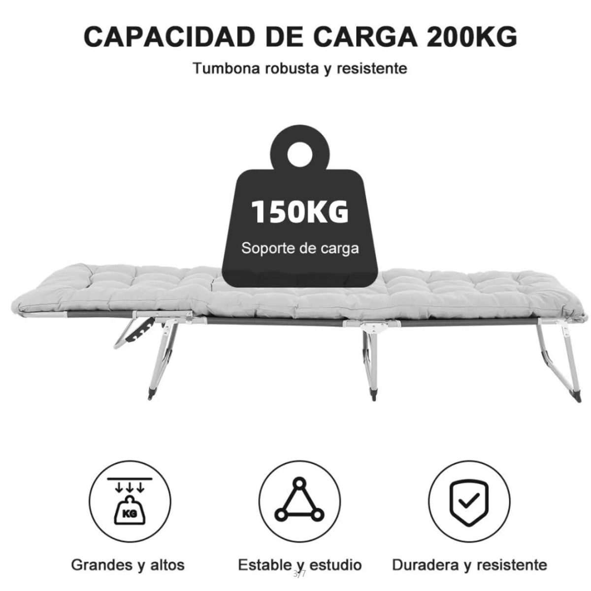 Cama Portatil Plegable De Reforzado Con Colchon Desmontable, marca BLUEDREAMER - Foto 2