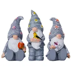 VATYERTY - Estatua de resina de gnomo para jardín Juego de 3 piezas