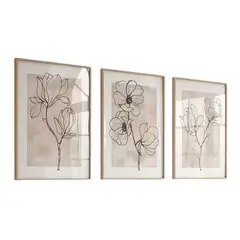 VATYERTY - Set of 3 Lienzos Florales Botánicos Minimalistas Modernos