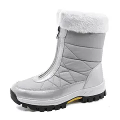 VATYERTY - Botas Nieve Mujer Cuero Forro Térmico Cremallera Frontal