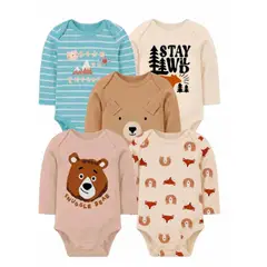 TEDMIMAK - Pack de 5 Bodies Bebe Osito Cafe