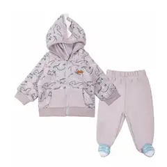 TEDMIMAK - Conjunto Buzo Bebe en Algodón Franela Gris