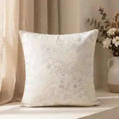 GENERICO - Pack 2 Cojines Jacquard Floral 45x45 cm - Jazmín Marfil