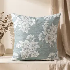 GENERICO - Pack 2 Cojines Jacquard Floral 45x45 cm - Hortensia Celeste