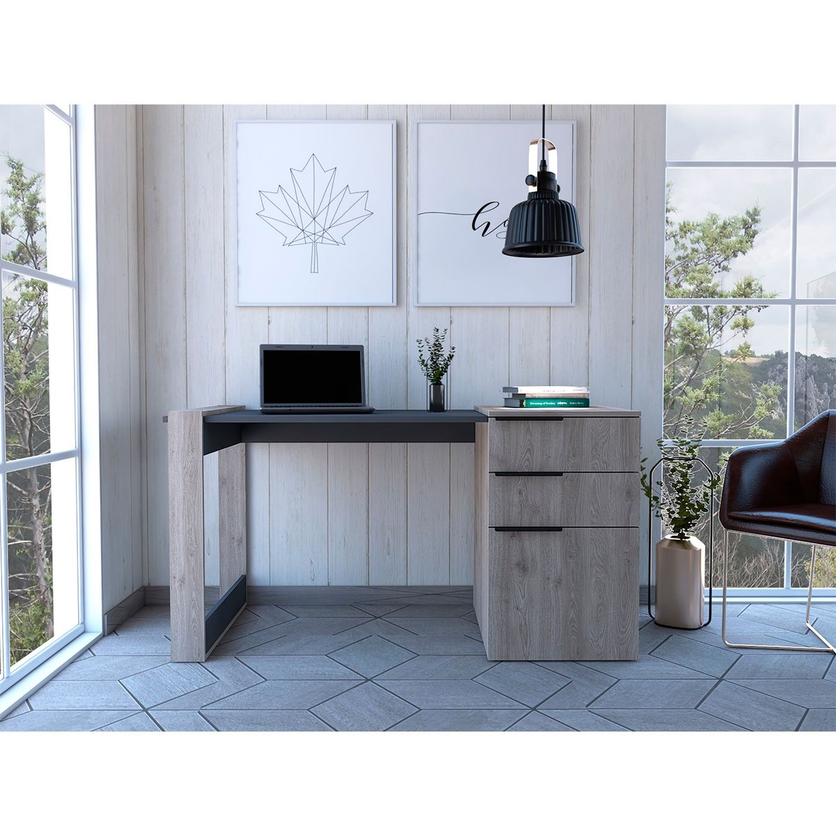 TUHOME - Escritorio Office 13 - Ceniza/Plomo Tuhome