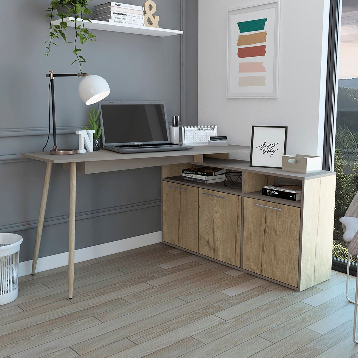 TUHOME - Escritorio Obregon 3 Puertas - Duna/Taupe Tuhome