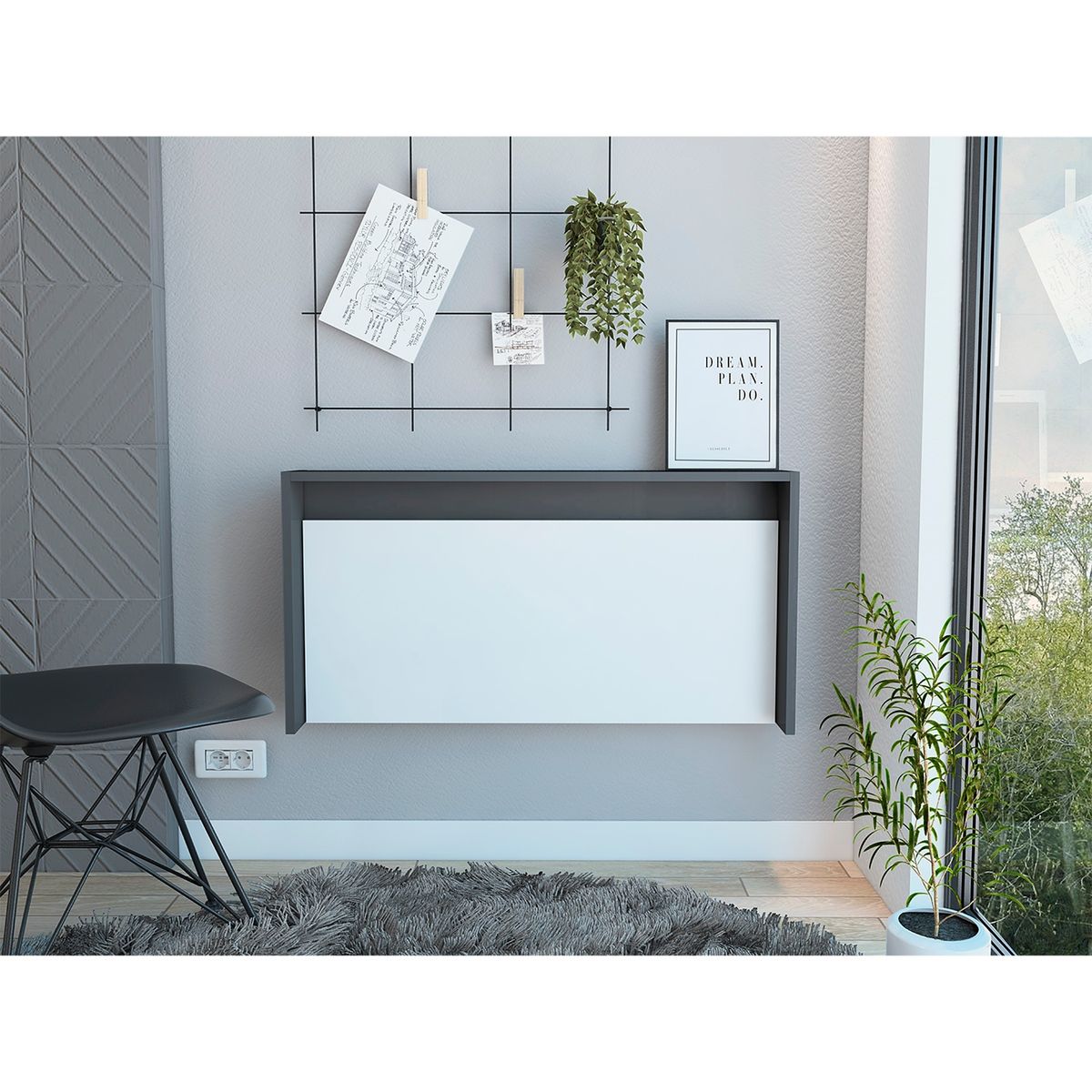 TUHOME - Escritorio The Wall - Plomo /Blanco Tuhome