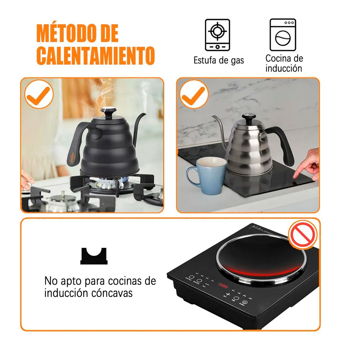 OFERTABKN - Tetera Cuello De Cisne Con Termómetro Cafe Te Hervidor 1.2l