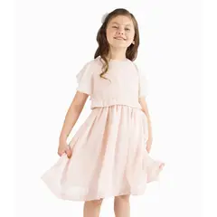 LIMONADA - Vestido Niña Ocasión Con Vuelos Palo Rosa