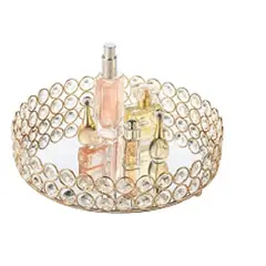GENERICO - Bandeja Decorativa de Cristal Multifuncional para Maquillaje, Joyería y Postres – 20 x 20x 5 cm