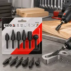 YATO - Set 6 Fresas Rotativas Mixtas Madera Metal 6mm Yt-61712