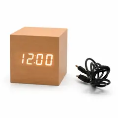 TECNOLAB - Reloj Digital de Madera para Mesa de Noche o Escritorio